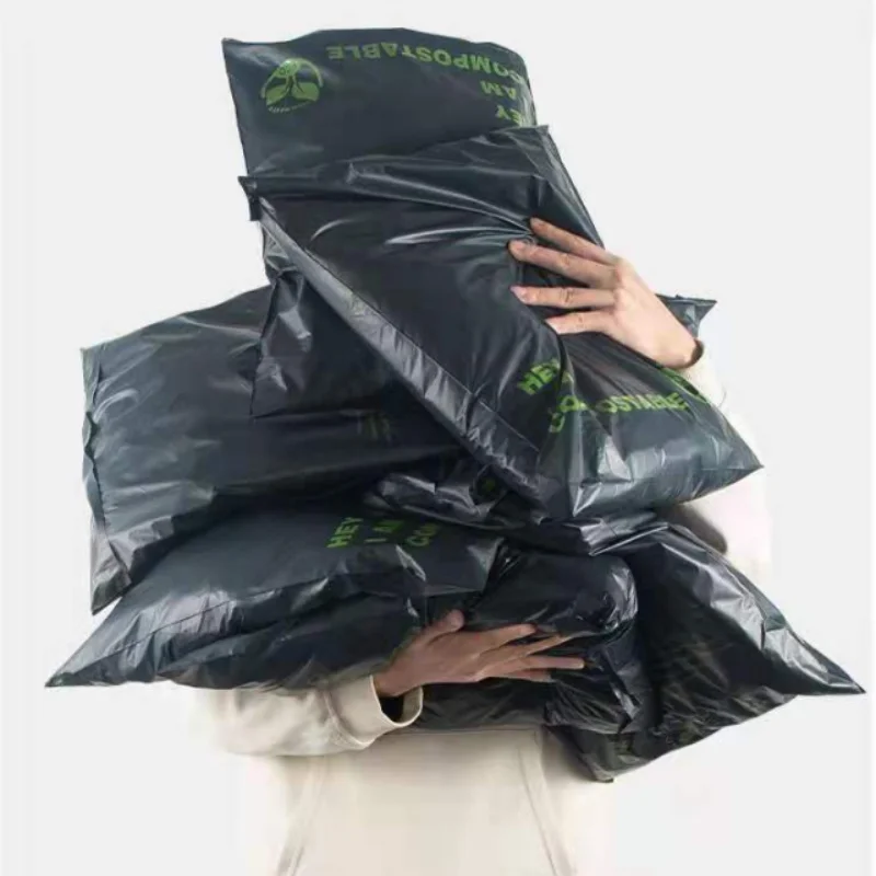 20Pcs/LotsThicken Express Bag Biodegradable PLA+PBAT Clothing Mailer Pouch Bags Waterproof Black ECO Self-Seal Courier Bags