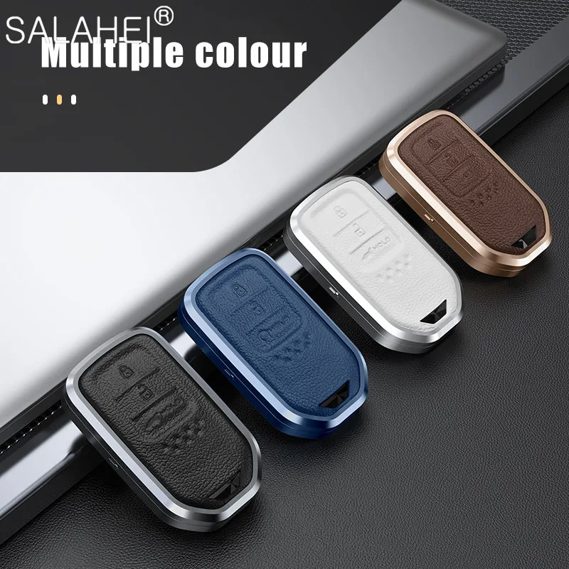 Leather Aluminum Alloy Car Key Case Cover For Honda Stepwgn Released Elysion Mpv Civic For Hr-v Crv Agreement Odyssey 2013-2018