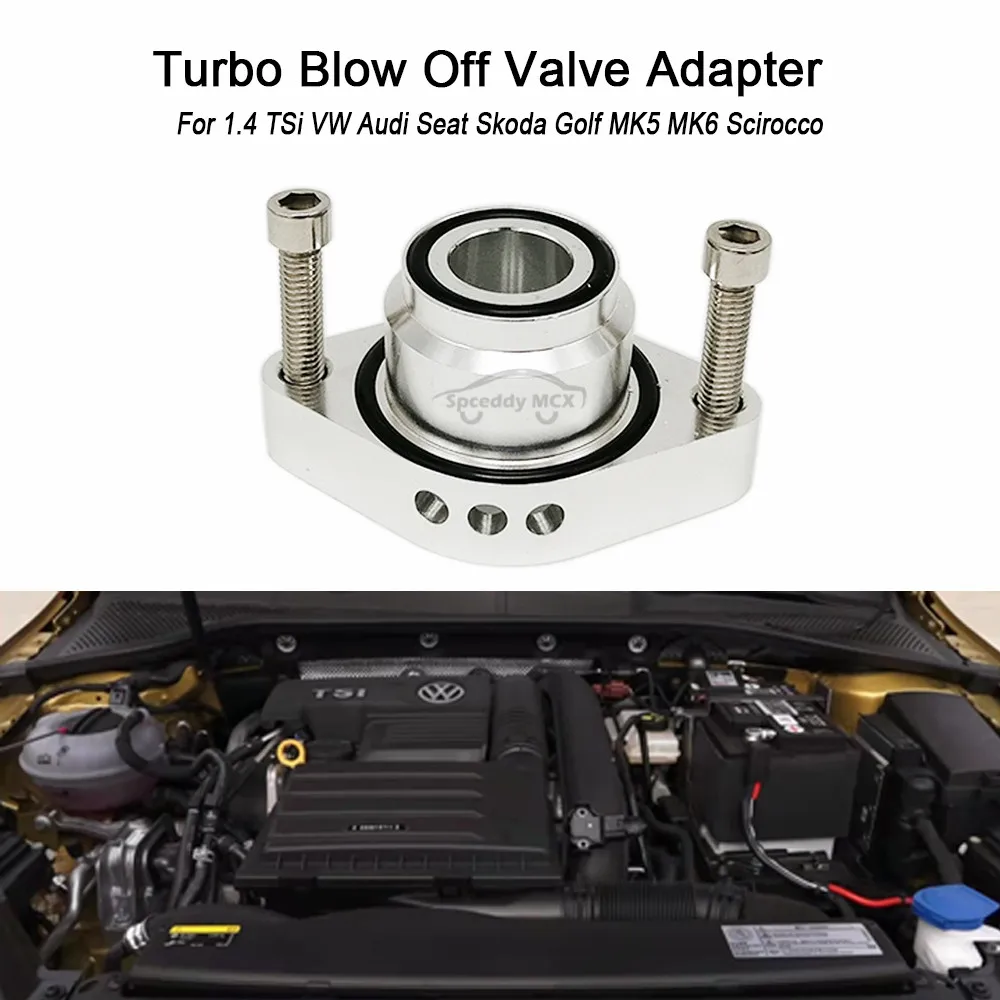SPCEDDY Turbo Blow Off Valve Adapter For 1.4 TSi VW Audi Seat Skoda Golf MK5 MK6 Scirocco Dump Valve Parts Silver