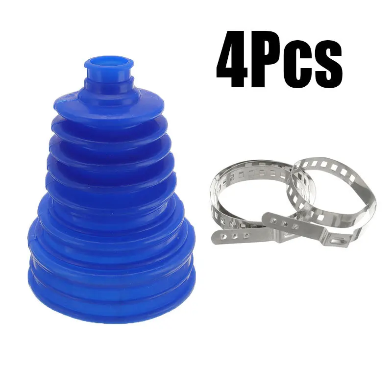 4Pcs 25mm Car Silicone Constant Speed Dust Cover Replacement CV Boot Universal Ball Round Clamp Track Connector Kit