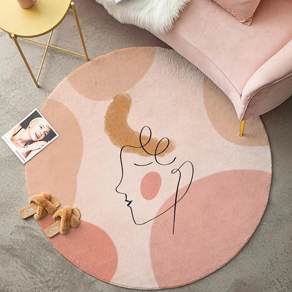 Bedroom bedside Carpet Anti-slip Wear-resistant Comfortable Round Carpet Printed Area-Rug for Household Home Decoration