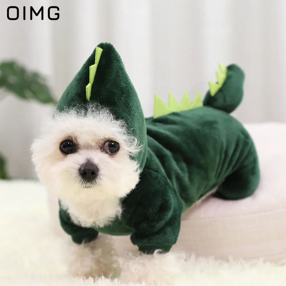 

OIMG Winter Cartoon Dinosaur Small Dogs Clothes Chihuahua Schnauzer Pomeranian Funny Puppy Pajamas Pet Cat Clothing Dog Jumpsuit