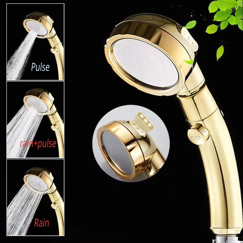 360 Spin Adjustable Shower Head Water Saving Shower Head 3 Mode Shower Water Pressure Shower Head With Stop Button  Bathroom