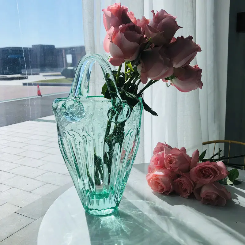 

Desktop Net Red Envelope Vase Decoration Foam Transparent Flower Arrangement Ins Wind Living Room Handbag Glass Vase Hydroponics