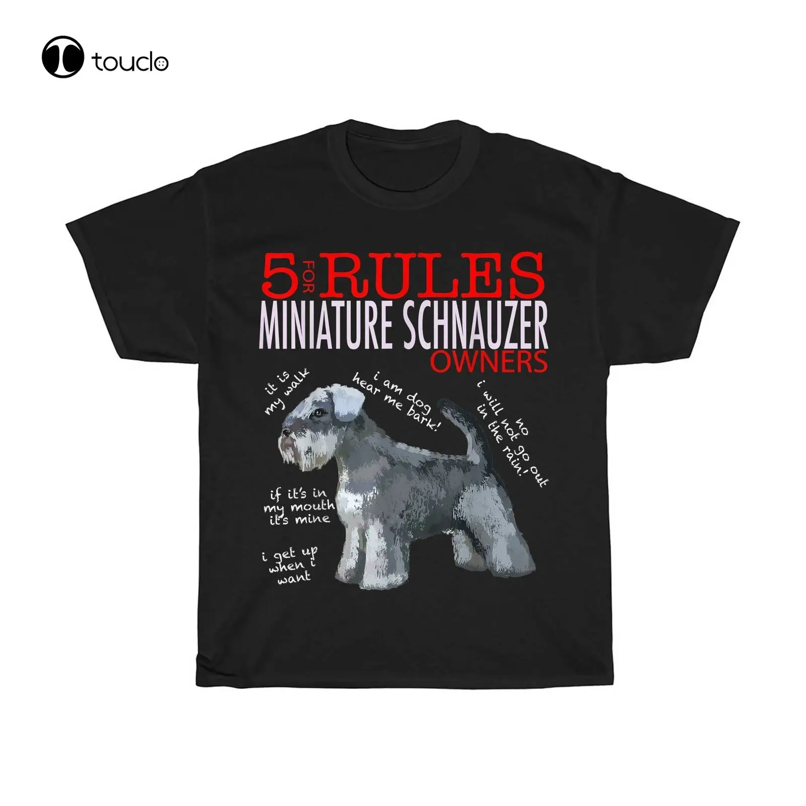 5 Rules For Miniature Schnauzer Owners Dogs Funny T-Shirt Black S-3Xl