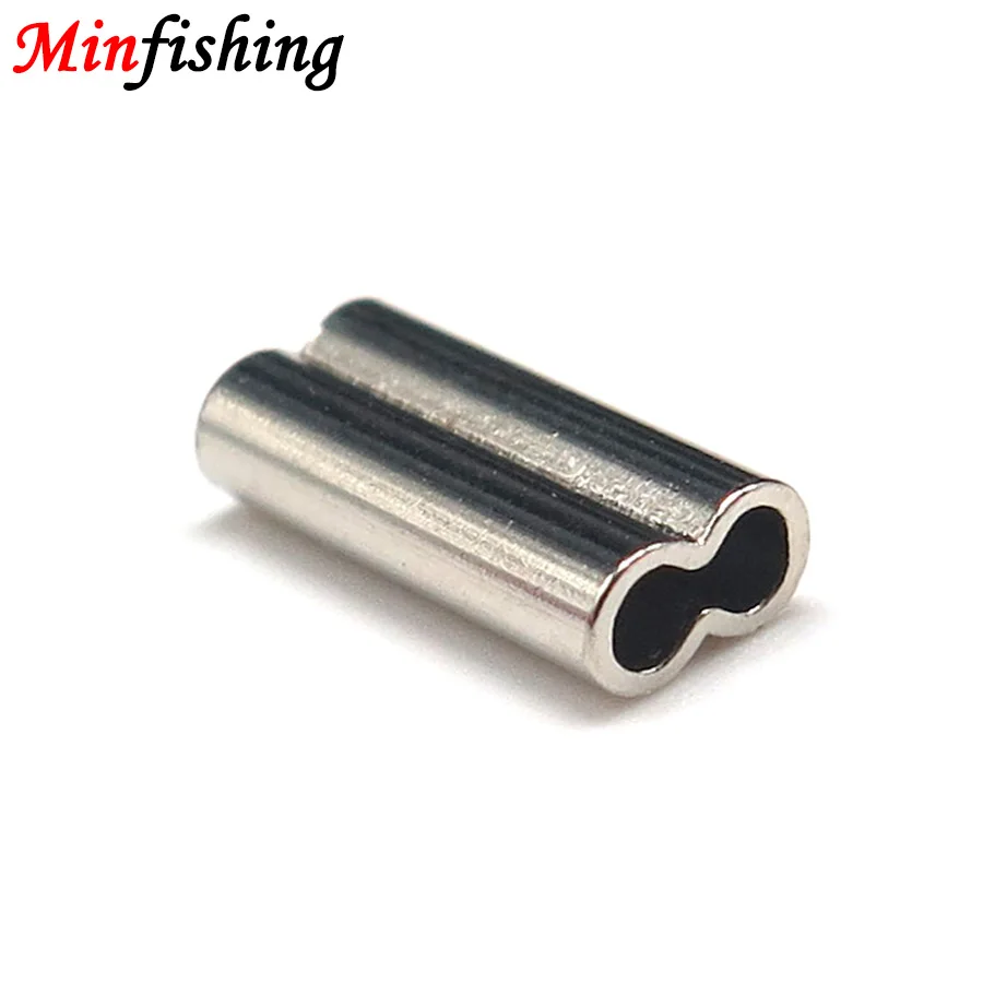 Minfishing 100/200 pcs/lot 2 Hole Copper Tube Fishing Line Hook Connector Fishing Accessories Tool