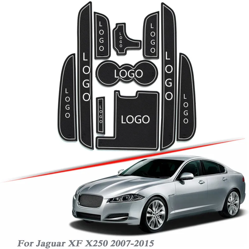 Brand LOGO Car Styling For Jaguar XF X250 2007-2015 Gate slot pad Interior Door Groove Mat Non-slip dust Interior Accessory