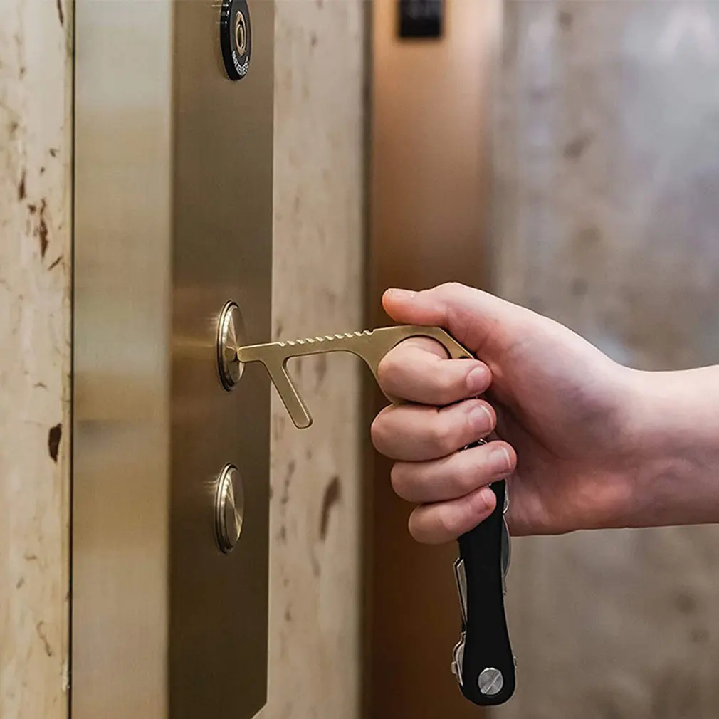 2021 HOT Brass door opener bacterial isolation door opener Elevator Artifact Zero-Contact Disinfectant Artifact