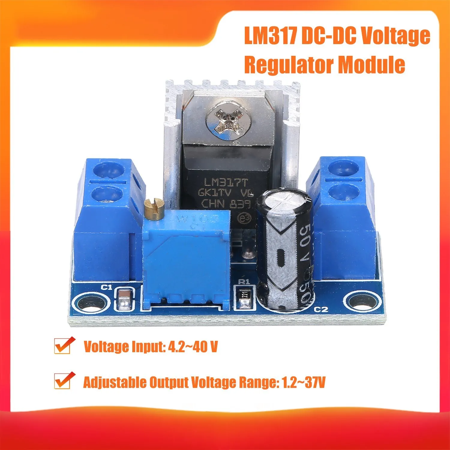 LM317 dc-dcConverter Step-Down Board Buck Module Variable Power Supply dc-dc 4.2~40V to 1.2~37V Adjustable Converter Voltage Reg