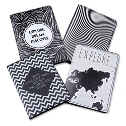 New Fashion Black White Passport Cover Men Women Travel Portable Card Bag PU Leather ID Credit Card Wallet Passport Holder Case