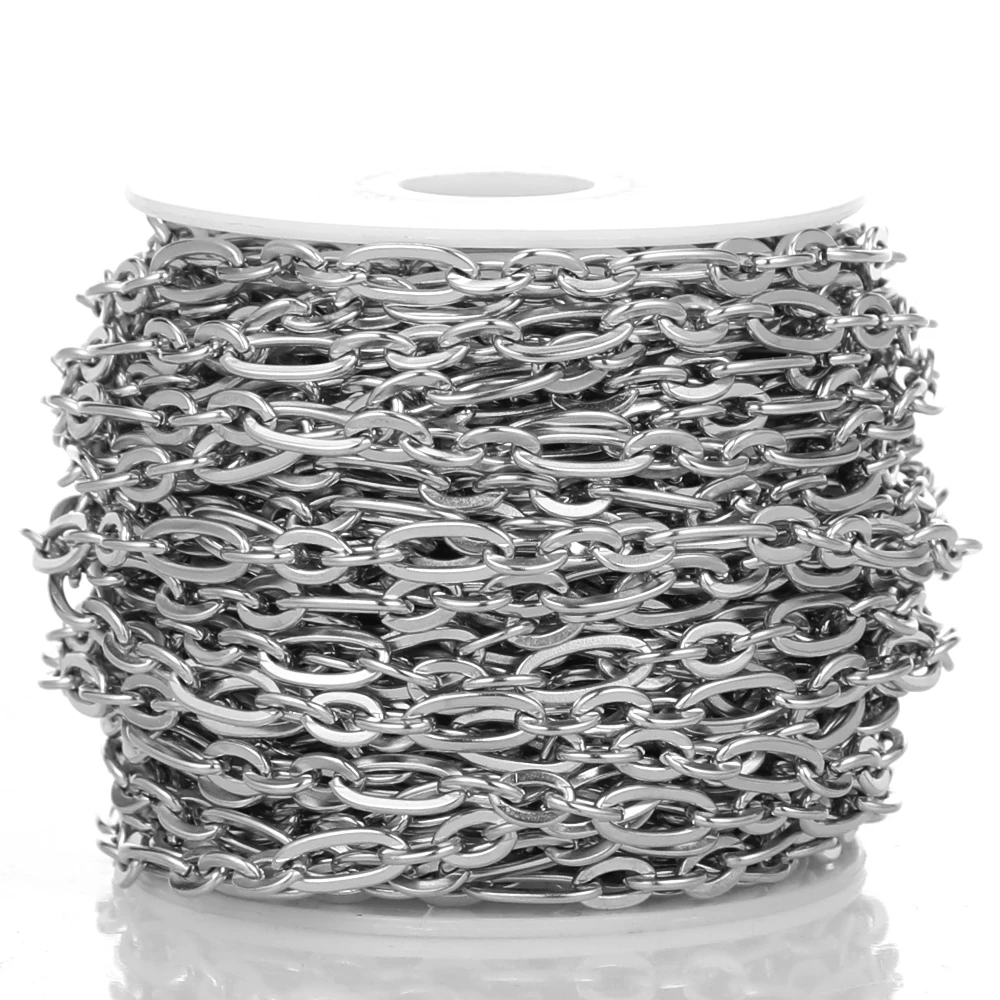 1 Meter Edelstahl 3:1 Flachketten Rolo-Kabelkette DIY Schmuckherstellung Halsketten-Zubehör Handgefertigte Armbänder Großhandel – Detail 6