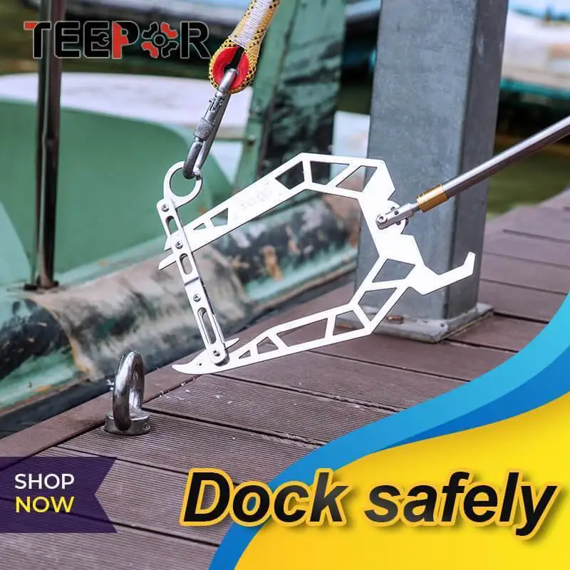 Teepor  Mooring Rope U Type Threader Multi-Purpose Dock Hook Boat Telescopic Fishing Rod Fishing Pole Reel Fishing Accessories