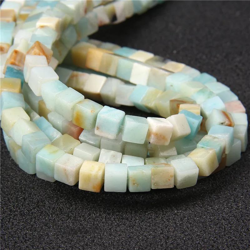 6*6mm Square Shape Natural Amazonite Stone Beads Flat Aventurine Red Agates Loose Sapcer Beads for DIY Jewelry Making Suppplies