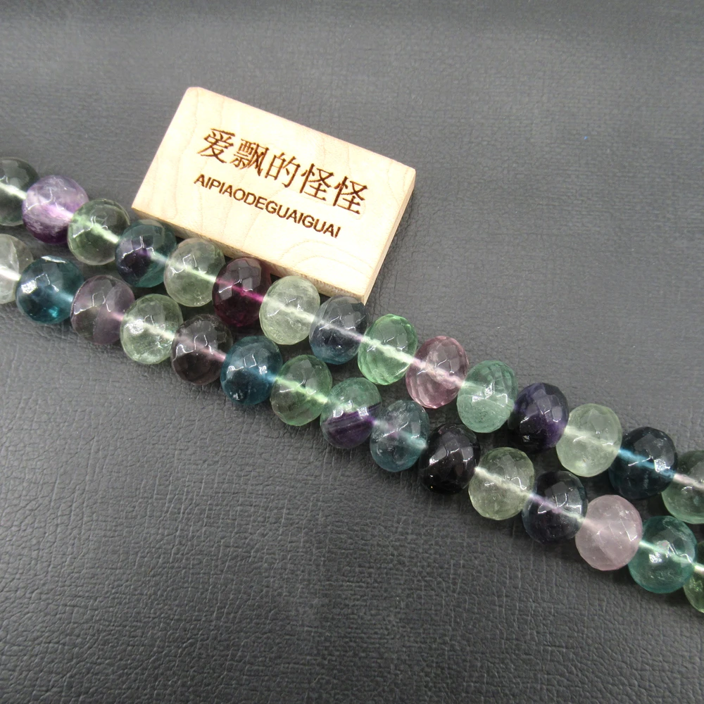 APDGG Natural 10x14mm faceted Rondelle Purple Fluorite bead strand Loose Beads 15.5\'\' Strands Jewelry Making DIY