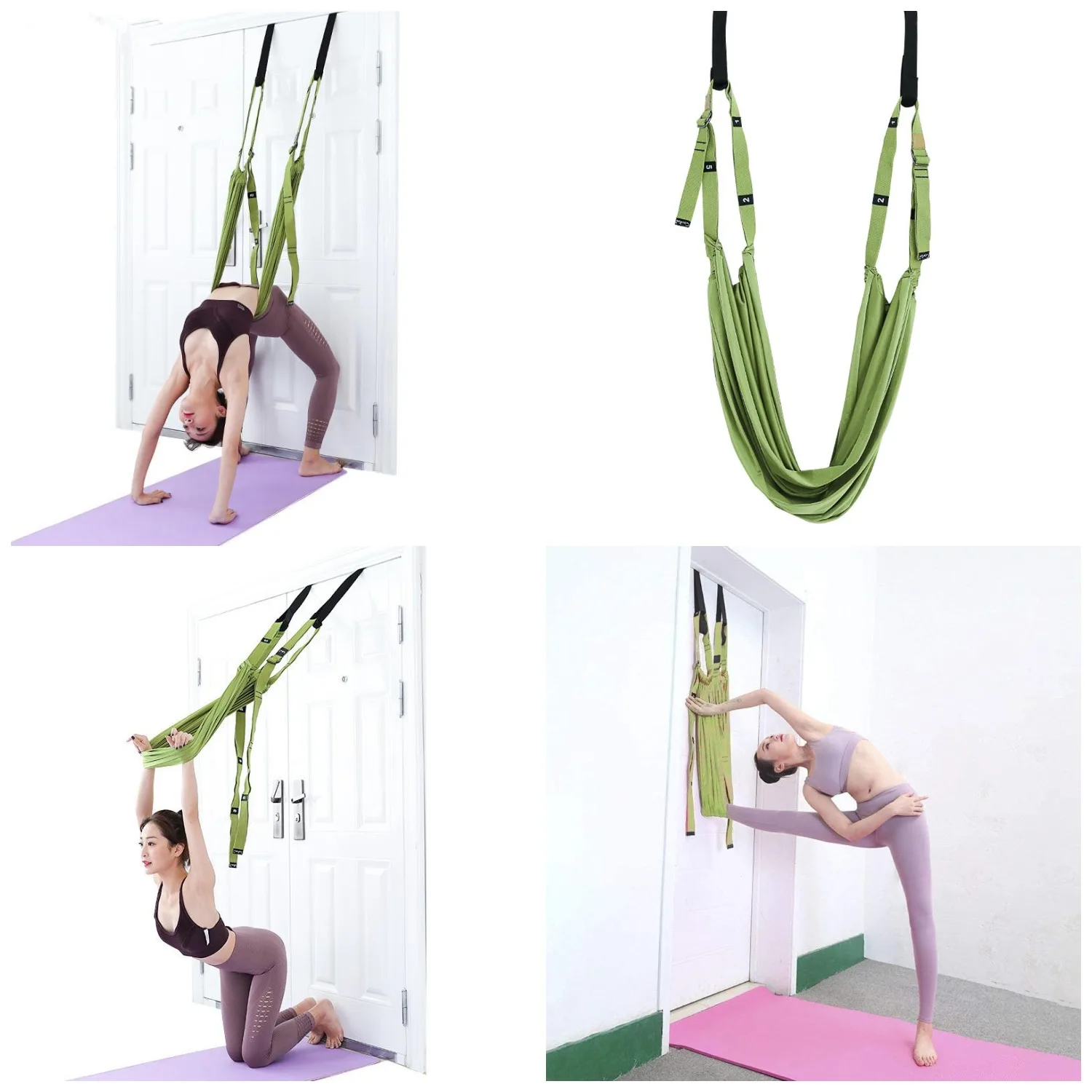 Adjustable Aerial Yoga Hammock Antigravity Stretching Aerial Yoga Strap Body Flexibility Handstand Training Device Elastic Swing