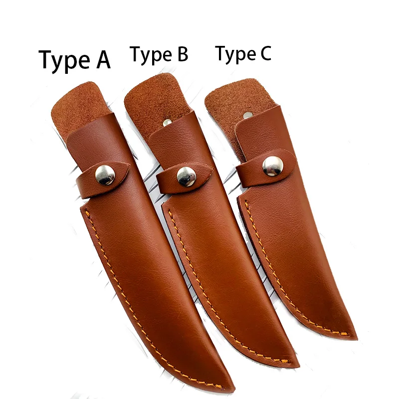 Outdoor Small Straight Knife Set Belt Loop Hunt Multi Holster Carry Sheath Leather Scabbard Cowhide Knife Sheath