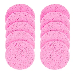 5/10 Uds 6/7/8/9cm herramienta removedora de maquillaje redonda para la cara esponja de pulpa de madera Natural compresa de celulosa esponja cosmética para lavado Facial