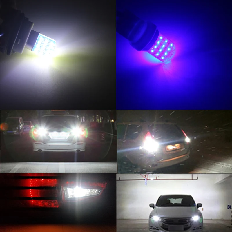 2pcs Strobe T20 7443 Brake lights W21/5W 7443 COB silica gel Car Signal Lamp Flashing stoplight RGB Warning taillights red blue