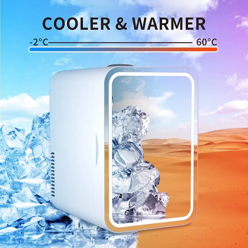 8L Mini Beauty Makeup Fridge Mirror Cosmetics Refrigerator Portable Makeup Electric Cooler Cosmetic Mirrors Makeup Tool