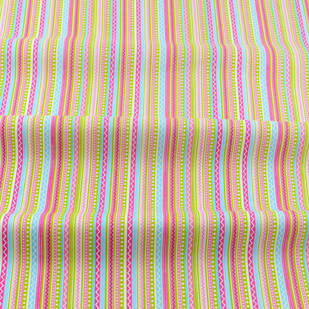 Booksew 100% Cotton Fabric Colorful Stripe Quilting Patchwork Bedding Sewing Home Textile Doll Scrapbooking Decorations Meter