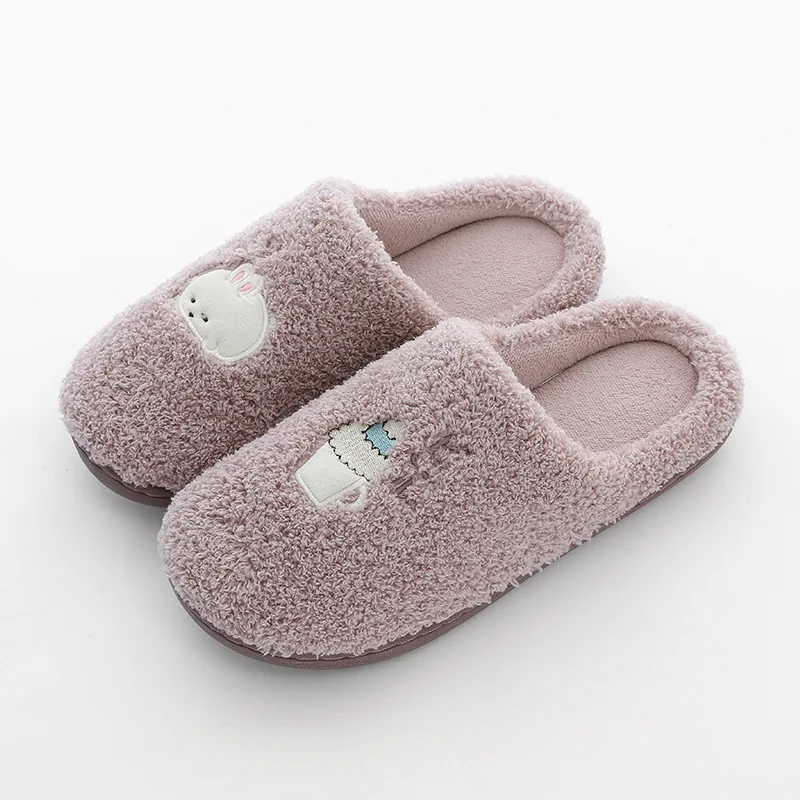 

Cotton Slippers Shoes Women's Home Cute Household Plush Winter Indoor Non-Slip Wear-Resistant Couple Men's Warm Cotton Slippers