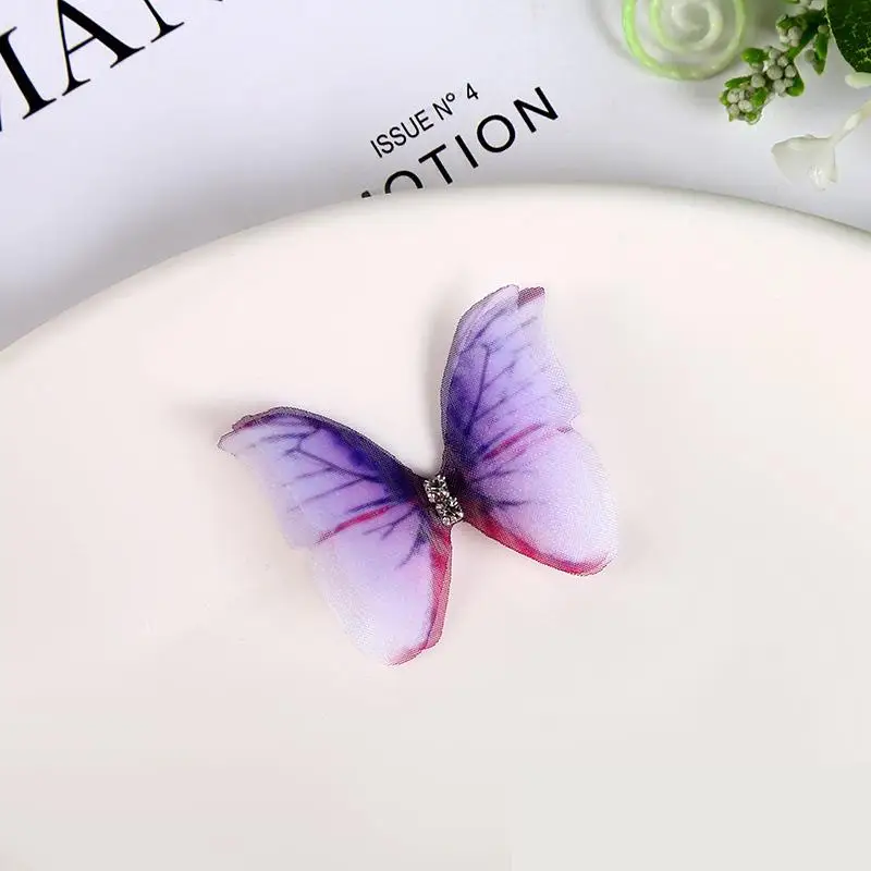 100 sztuk/partia Organza Butteflies sztuczna perły Handmade 50mm Swallowtail motyle ślubne motyle ślubne