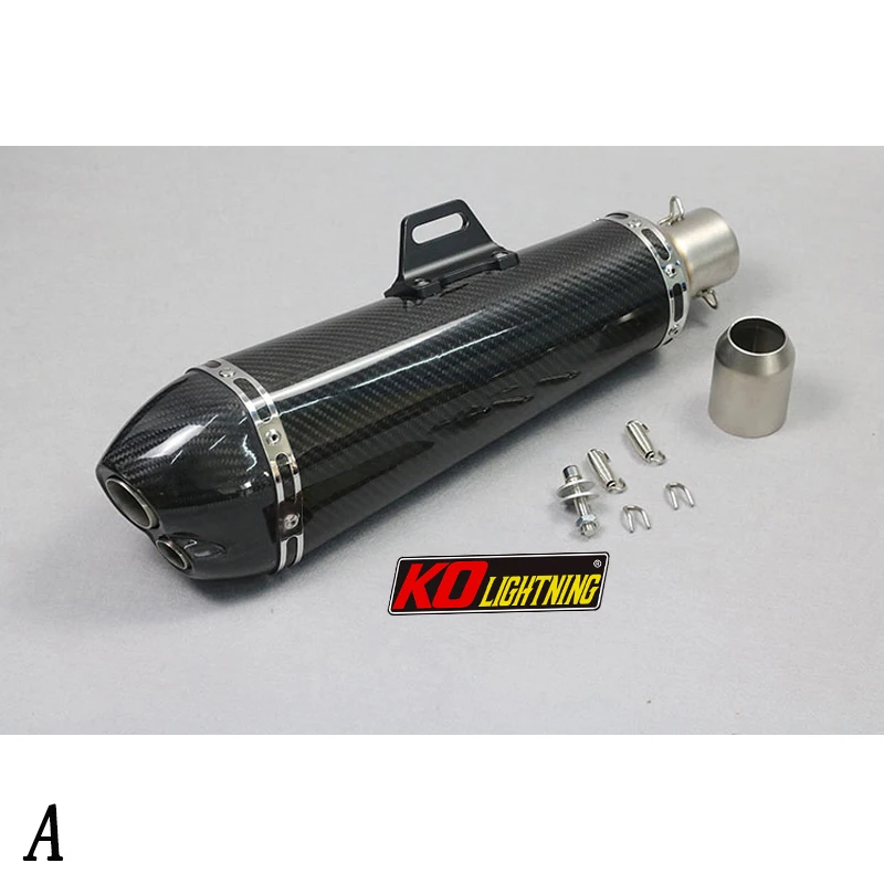 51mm Motorcycle Exhaust  Tail Pipe With Muffler  Carbon Fiber 470mm Exhaust System Modified For ATV Street Bike