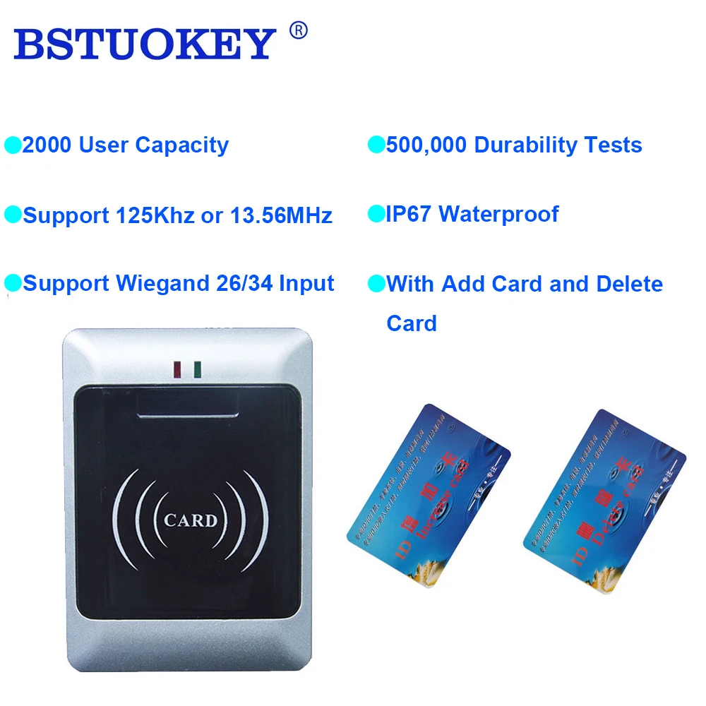 Metal Standalone Access Control Machine IP67 Waterproof RFID ID IC Access Control System 2000 User Supports Wiegand 26/34 Input