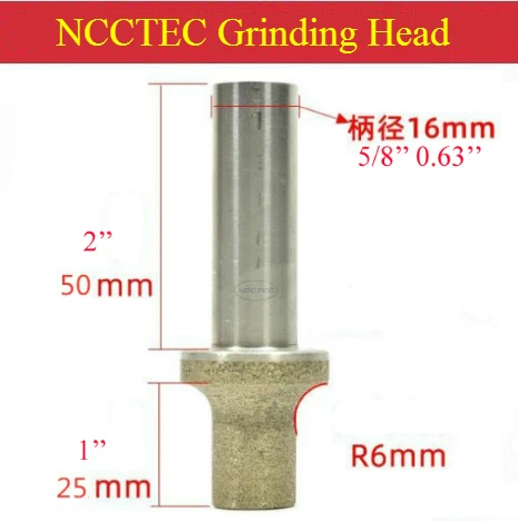 R6 Diamond sintered grinding head for cabinet countertop holes |5/8'' 0.63'' inch 16mm shaft Round bottom quartz grinding tools