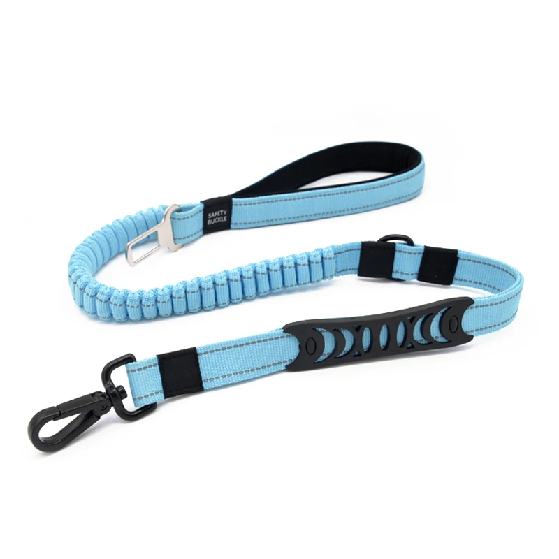 

High quality pet supplies dog multi-function elastic traction rope dogleash car seat belt cushioning retractable reflectivenylon