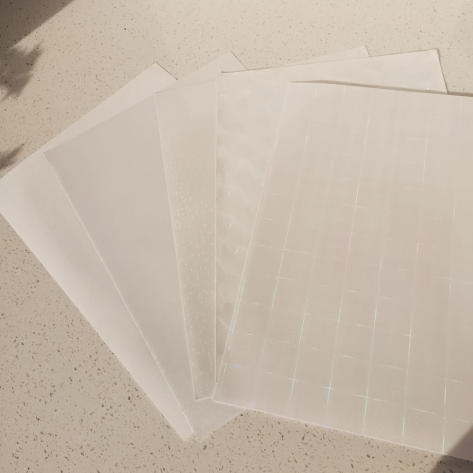 New Holographic Plain Laser Transparent Cold Laminating Film On Photo DIY Paper Card 297x210mm 50 Sheets/Bag