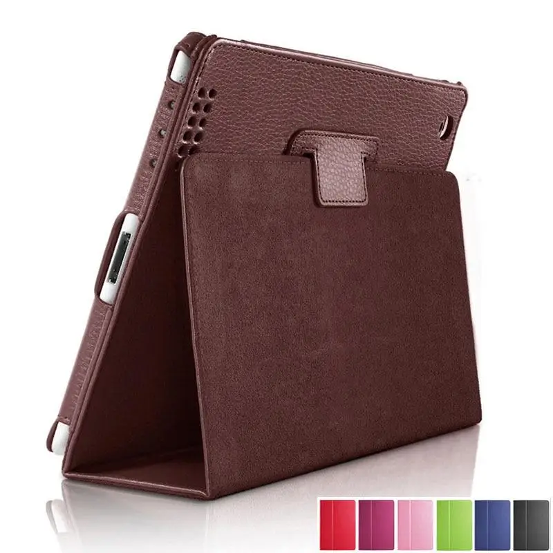 For Apple Ipad 2 3 4 Case Auto Sleep /Wake Up Flip Litchi PU Leather Cover For New Ipad 2 Ipad 4 Smart Stand Holder Folio Case