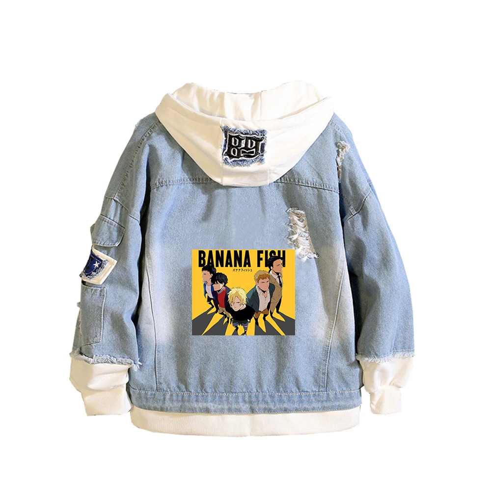 BANANA FISH Demin Jacket Anime Jeans Hoodies Ash Lynx Long Sleeve Women Sweatshirt Harajuku Boys Streetwear Couple Clothes view 6