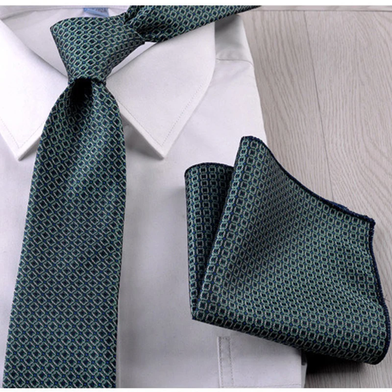 GUSLESON Mens Dot Printing Tie Pocket Square Set 7cm tie Business Gravata Men Ties Business Party Wedding Accessories