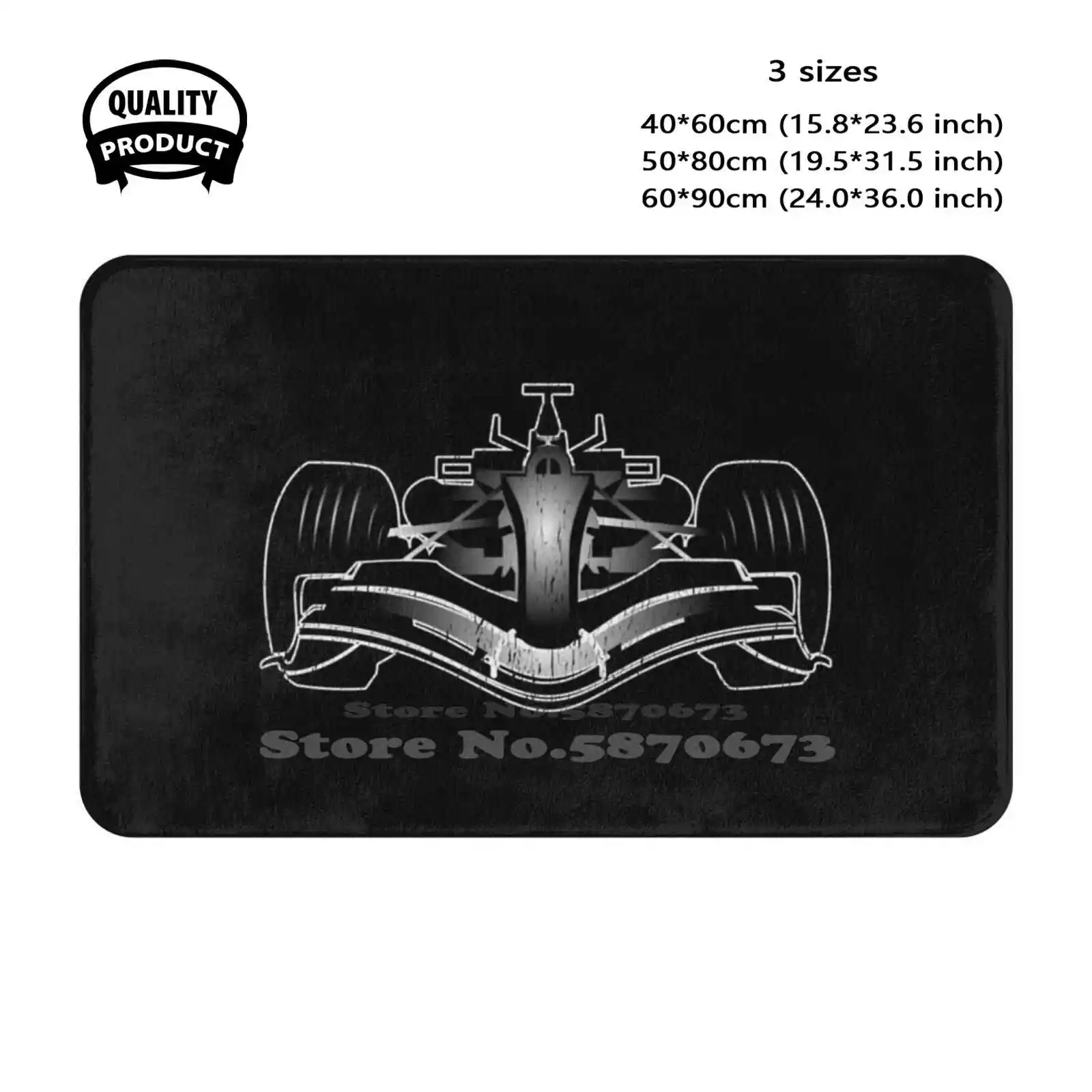 Black Racecar Formula Racing Motorsport Fan Soft Cushion Home Carpet Door Mat Car Rug Goaltender Ice Hockey Centerman Goalie