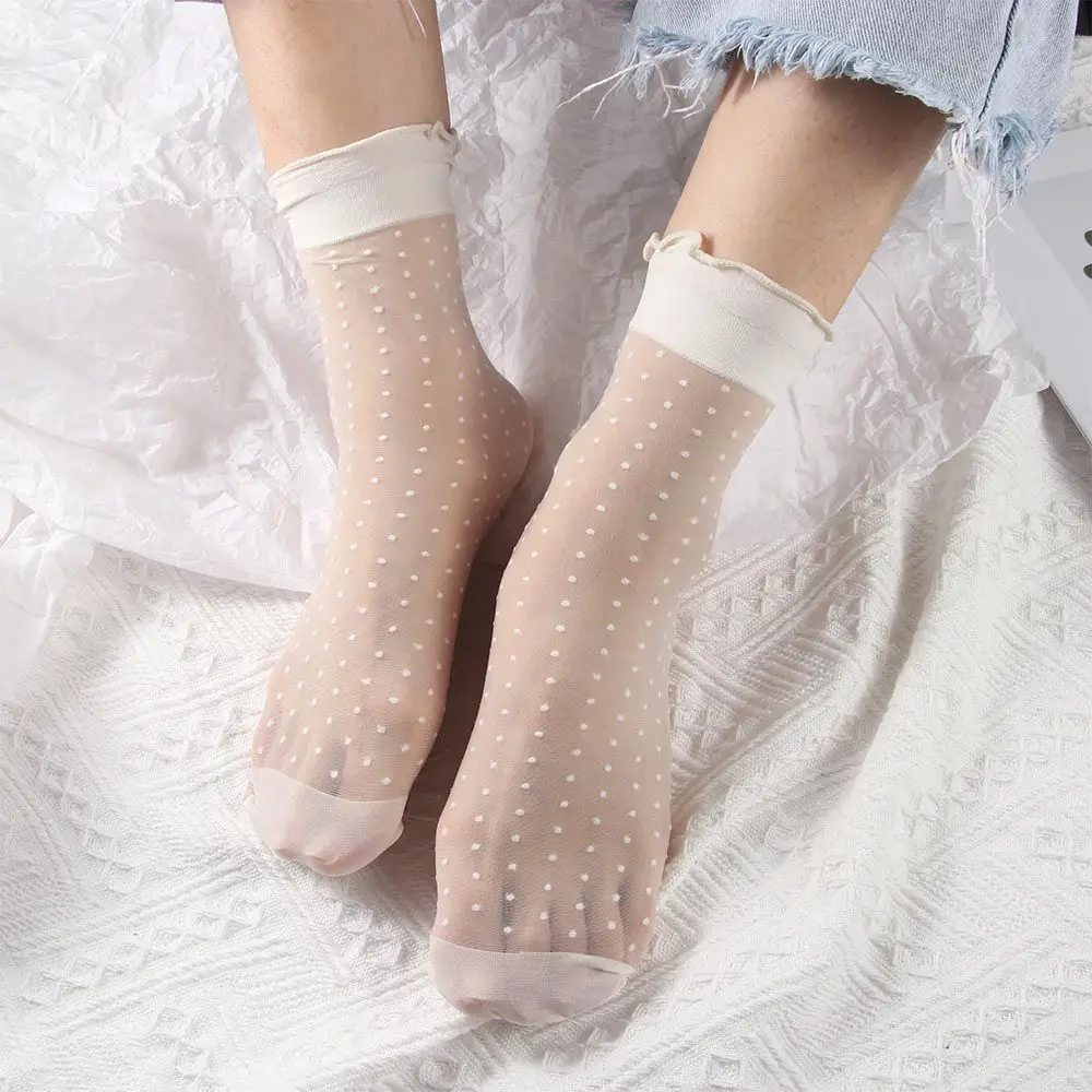 Summer Transparent Tube Socks Strawberry Lolita Style Lace Socks Female Japanese Cute Breathable INS College Style Hosiery