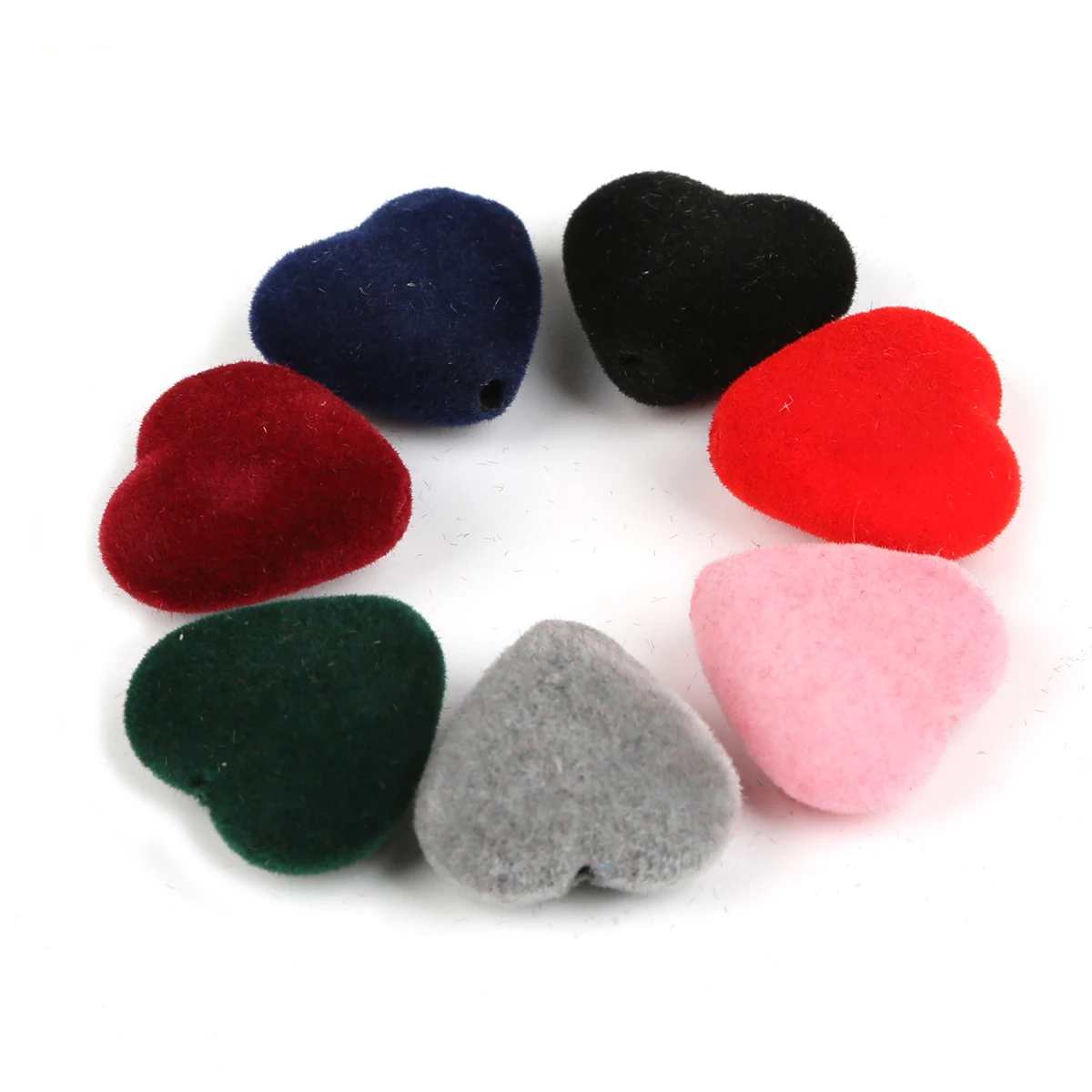 Soft Velvet Heart Pendant Multi-Colored Hole Size 1.5mm 10/20pcs Used For DIY Earrings Bracelets Necklaces Jewelry Crafts