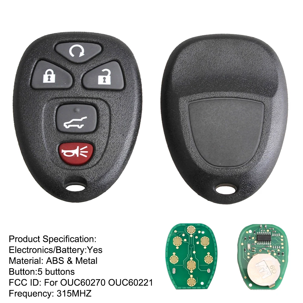 for Pontiac Torrent GMC Sierra Savana Chevy Express Equinox Suburban Tahoe hybrid 5 Buttons Keyless Remote Control Car Key Fob