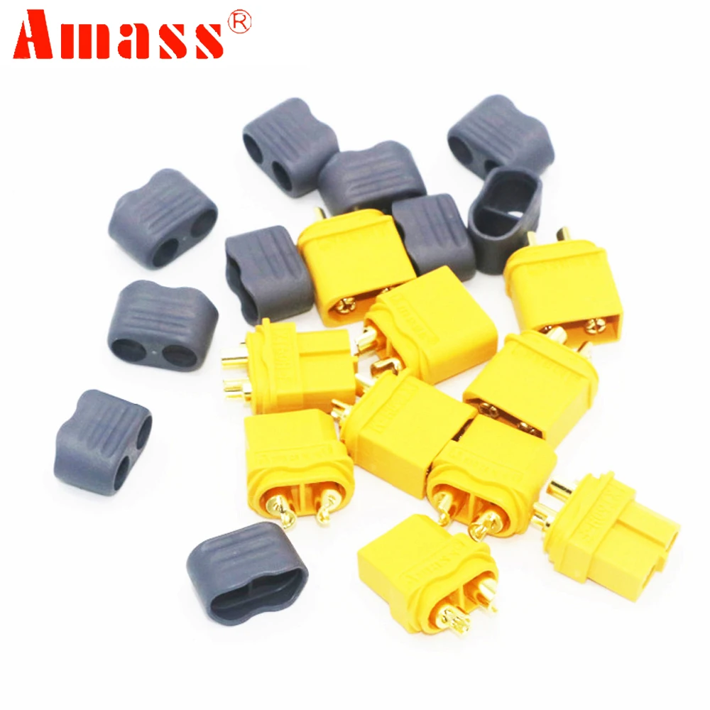 5pair/lot AMASS XT60+ XT60H XT 60 Plug Connectors 60A-100A 0.8mΩ With Sheath Housing For RC Lipo Battery Motor ESC Model Toy