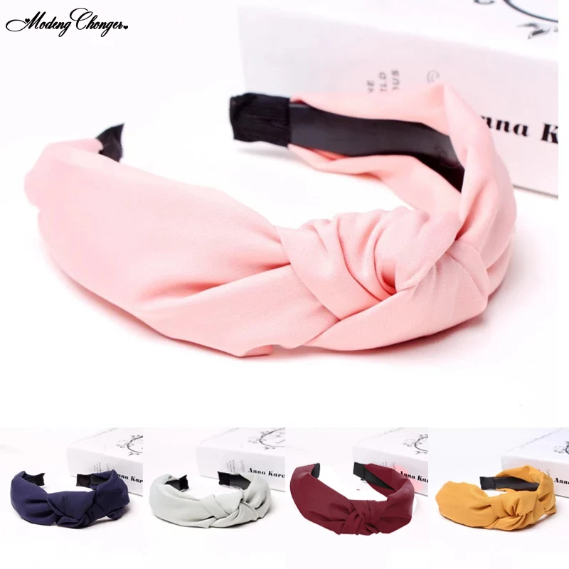 High Quality Solid Color Hairbands Turban Hair Bezel For Women Elastic Headband  Intermediate Knot Non-slip Toothed Hair Accesso