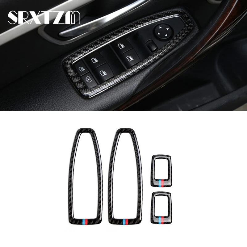 For Bmw F20 F21 F30 F34 Carbon Fiber Window Lifter Control Frame Window Switch Decor Armrest Panel Trim Car Interior Sticker