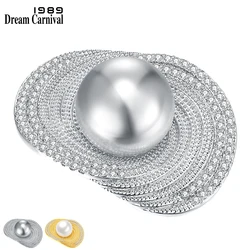 DreamCarnival1989 New Dazzling Women Brooch Zirconia Pearl Brooches Coat Suit Collar Pins Accessories for Parties Ladies WP6848