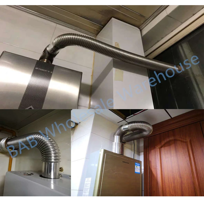 Fireproof gas water heater chimney stainless steel 60-150mm aluminum strong universal exhaust intake pipe extension tube