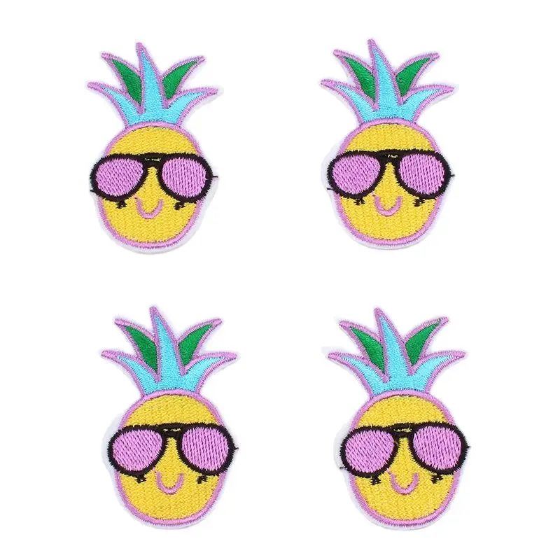 10pcs/lot Quality Funny Pineapple Patch Iron On Embroidered Cartoon Fruits Stickers Garment Repair Appliques DIY Coat Jean Badge