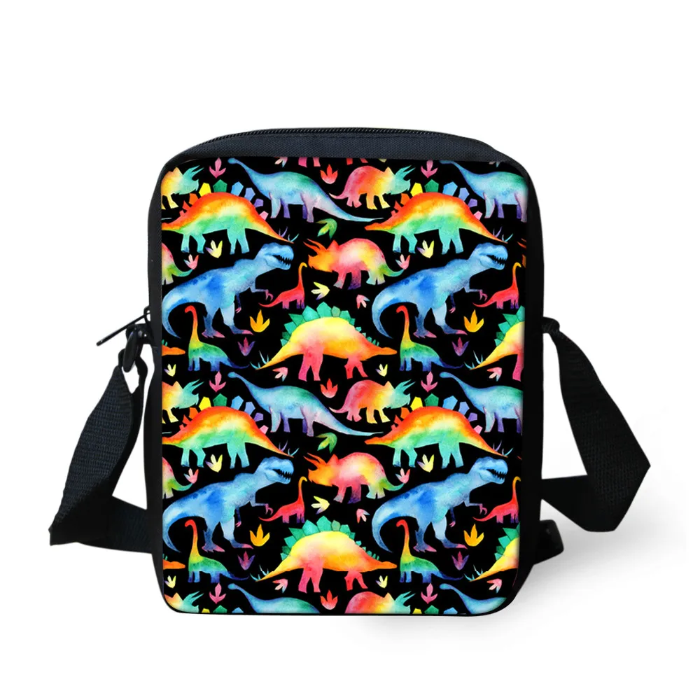 Fashion Mini Messenger Bag for Women Daily Lightweight Shoulder Bags Rainbow Dinosaur Prints Ladies Crossbody Bags