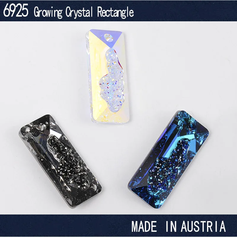 

6925 Growing Crystal Rectangle Pendant 100% Original Crystal from Austria Oval Beads Rhinestone DIY Pendant Jewelry Making