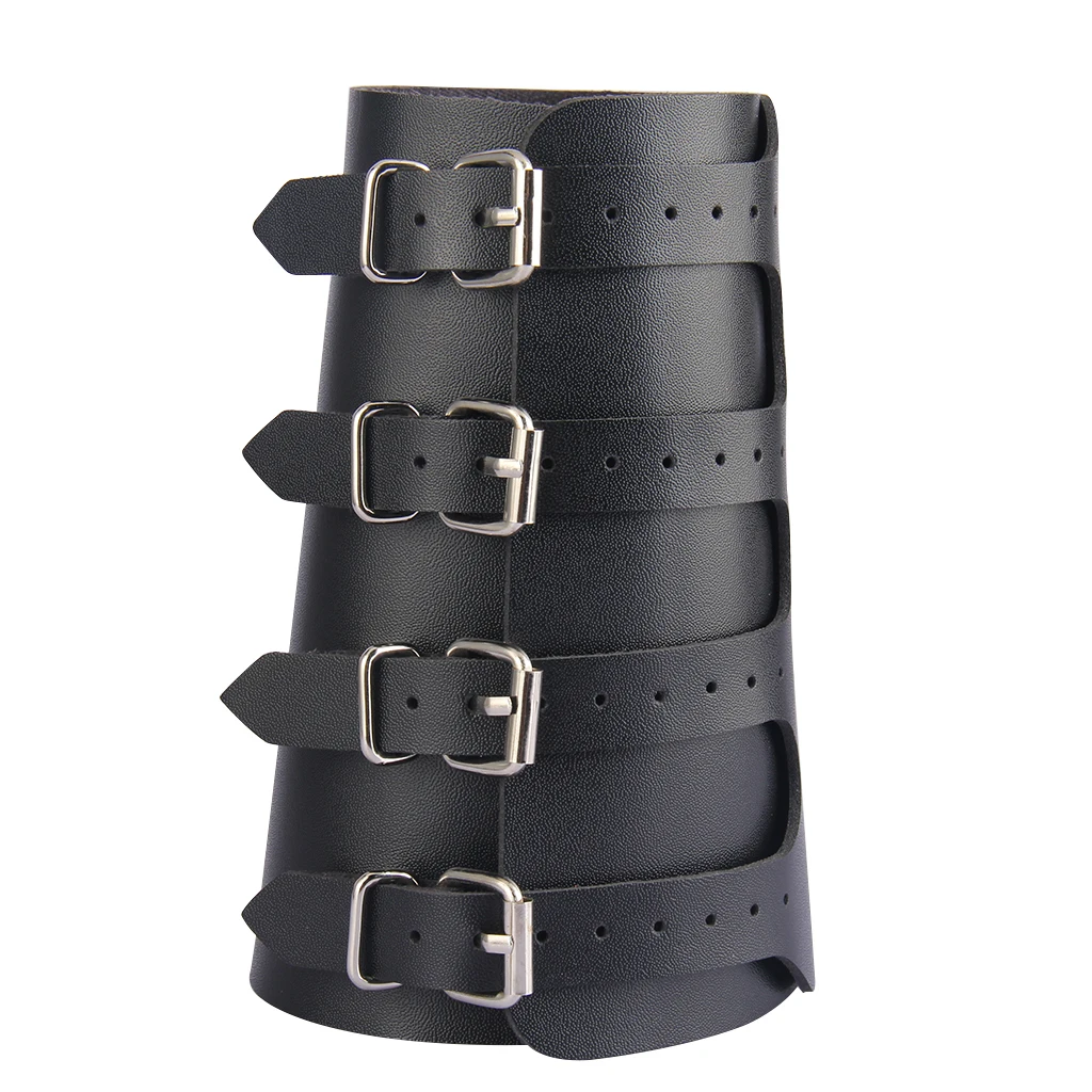 Unisex Pu Leather Gauntlet Wide Bracer Arm Armor Wristband Protector Cuff String Steampunk Bangle Buckle Bracers Cosplay Props