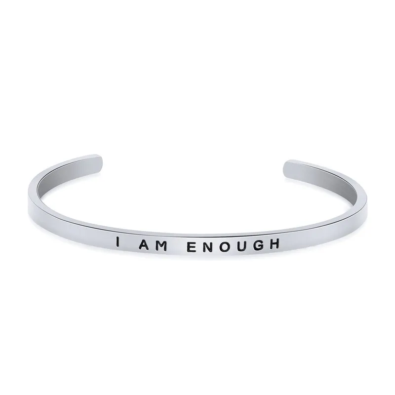 Inspirational Jewelry I Am Enough Bracelets Friendship Stainless Steel Bangle Anxiety Stress RELIEF Bracelets pulseiras feminina image 5