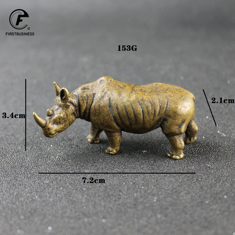 Figurine Animal European Creative Copper Gifts Statue Tabletop Decor for Office Home Decorations Rhinoceros Statue Desk Ornament