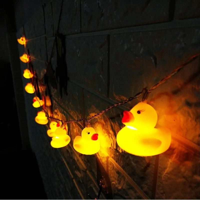 10 diod LED Mini żółta kaczka Flamingo Shark LED String Light Glow Indoor Outdoor Xmas Wedding Party Zasilanie bateryjne LED Fairy Light